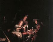 格里特 道 : Cardplayers at Candlelight